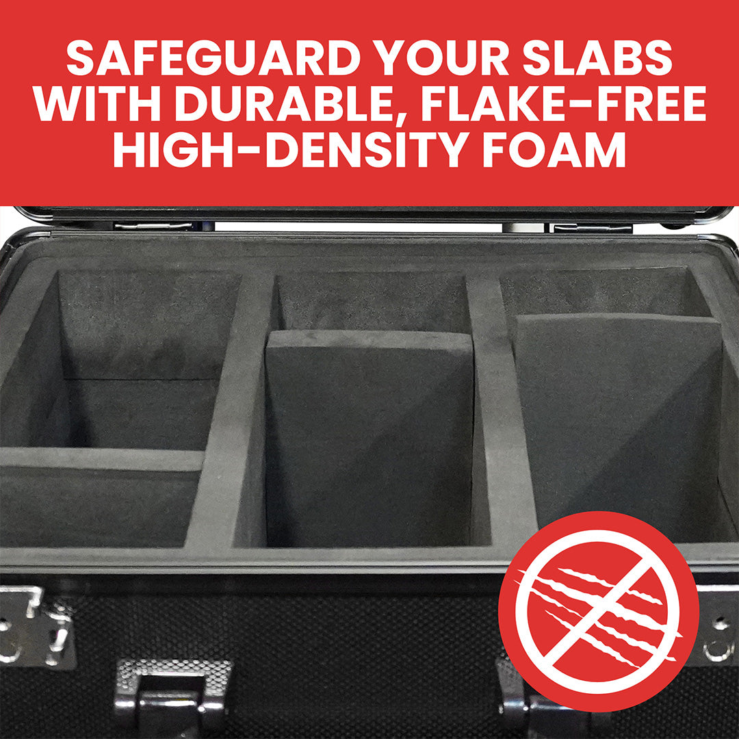 EVORETRO X Gray Aluminum Graded Card Storage Box – 3 Rows, TSA Lock, Holds Up to 90 Cards