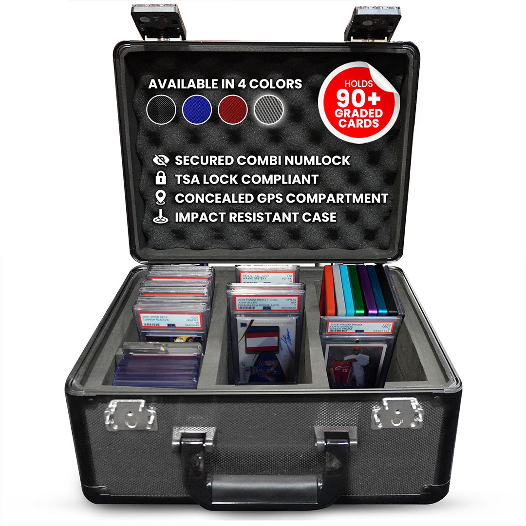 EVORETRO X Gray Aluminum Graded Card Storage Box – 3 Rows, TSA Lock, Holds Up to 90 Cards