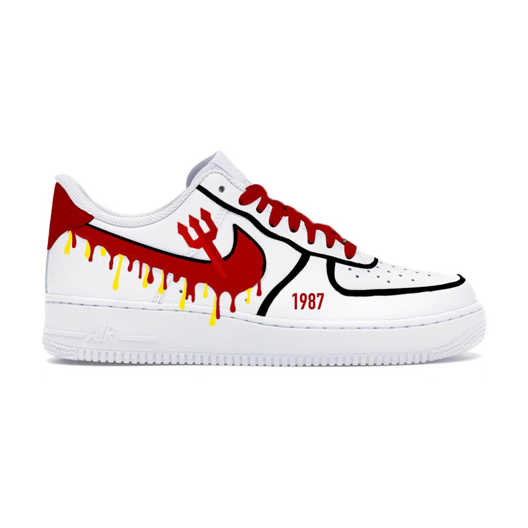 Manchester United "Drip Swoosh" Air Force 1 | Hand-Painted by GITARTSY