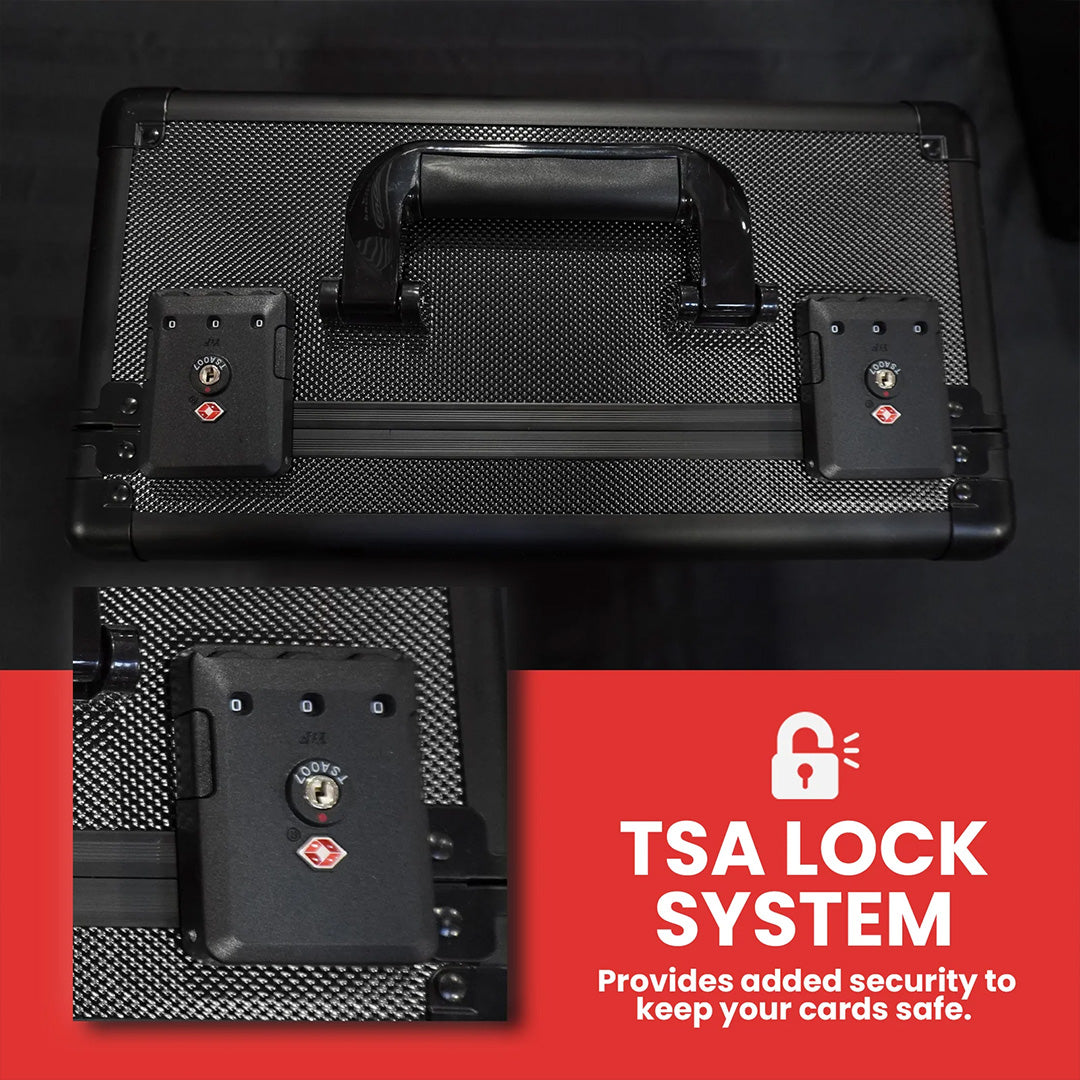 EVORETRO X Black Aluminum Graded Card Storage Box 3 Rows TSA Lock good for 90 cards