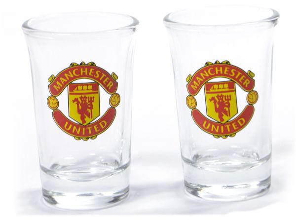 Manchester United Two Pack Word Mark Shot Glasses