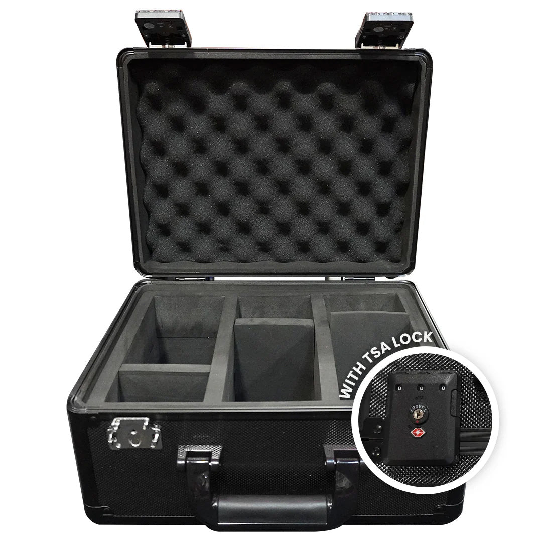 EVORETRO X Black Aluminum Graded Card Storage Box 3 Rows TSA Lock good for 90 cards