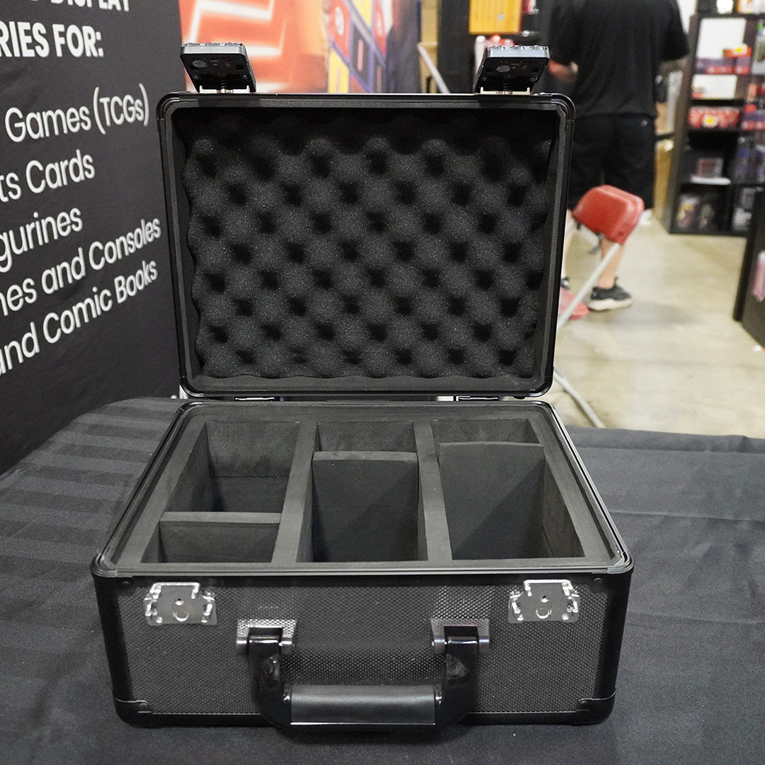 EVORETRO X Gray Aluminum Graded Card Storage Box – 3 Rows, TSA Lock, Holds Up to 90 Cards