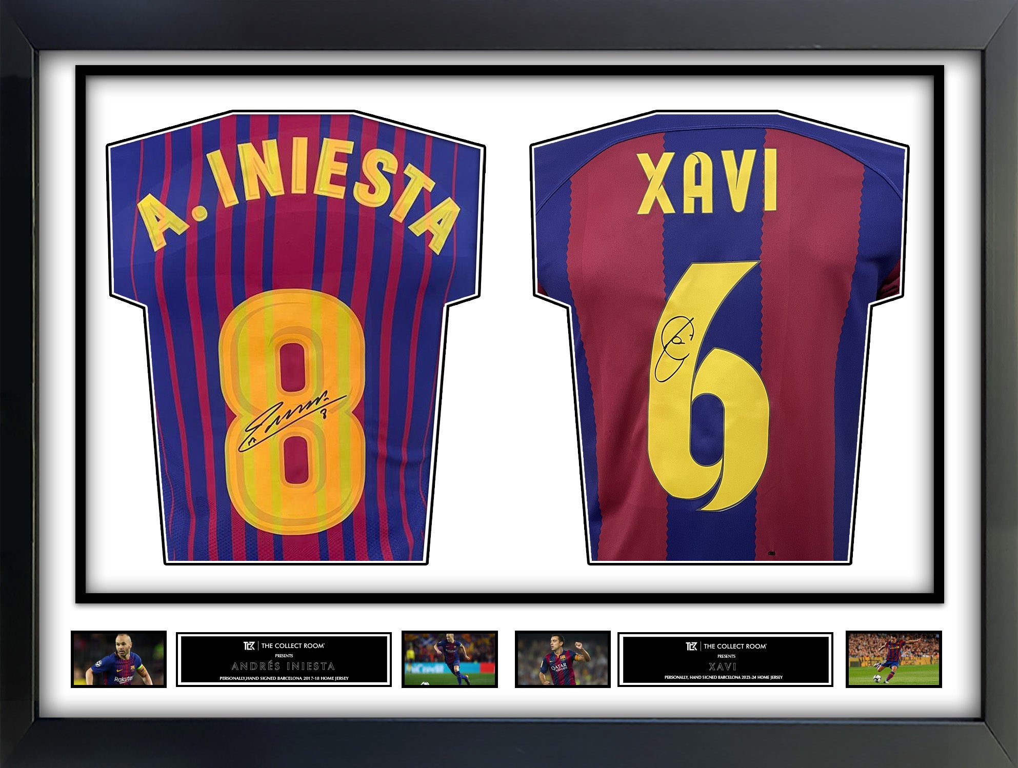 Andres Iniesta & Xavi Signed Jerseys in Dual Frame