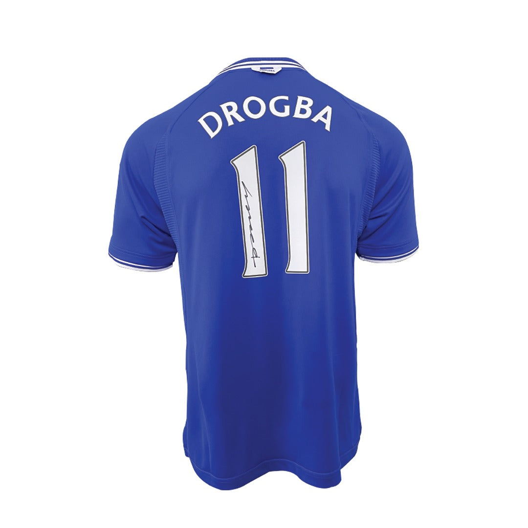 Didier Drogba Back Signed Chelsea 2000-01 Home Shirt with Fan Style Numbers
