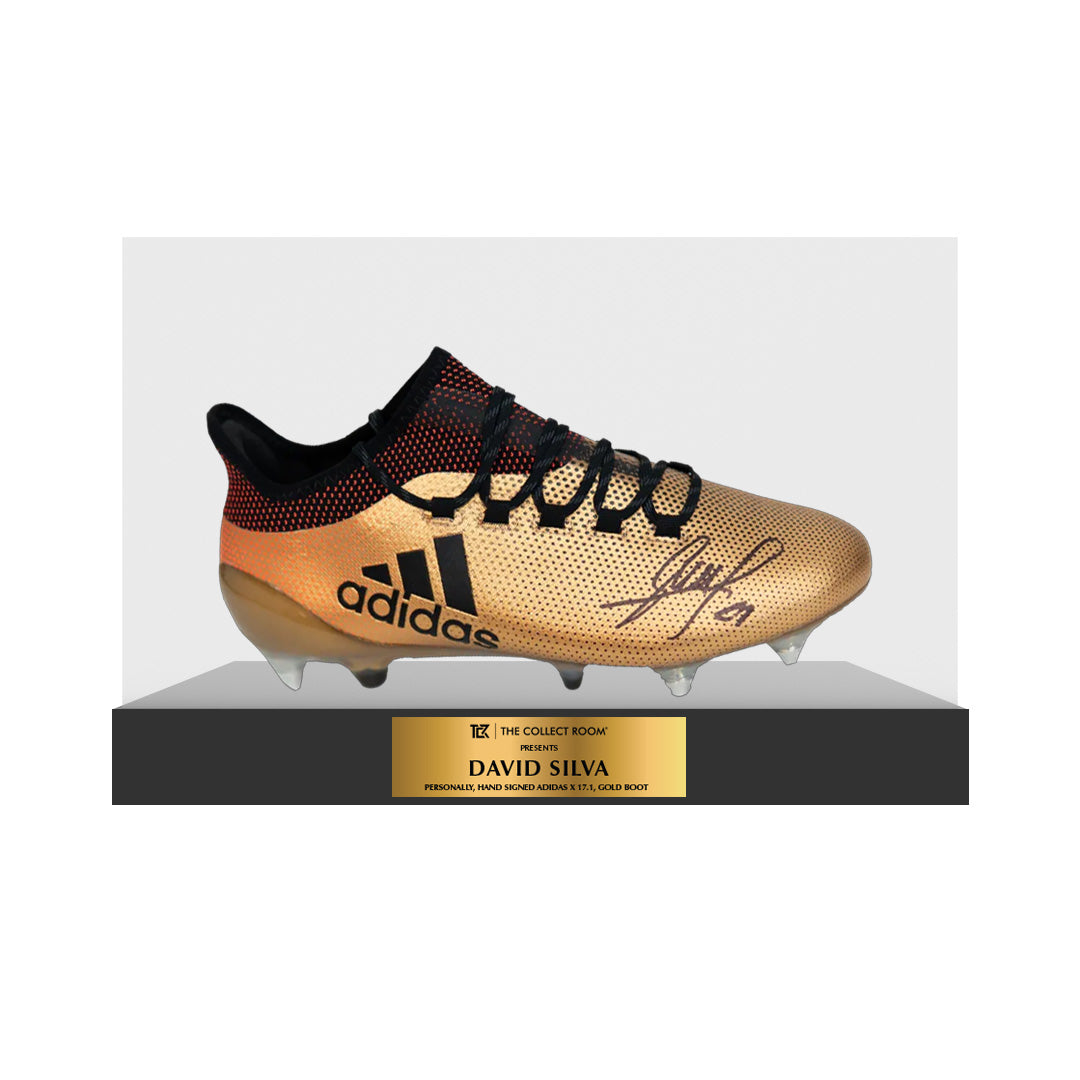 David Silva Signed Football Boot: Adidas X 17.1, Gold