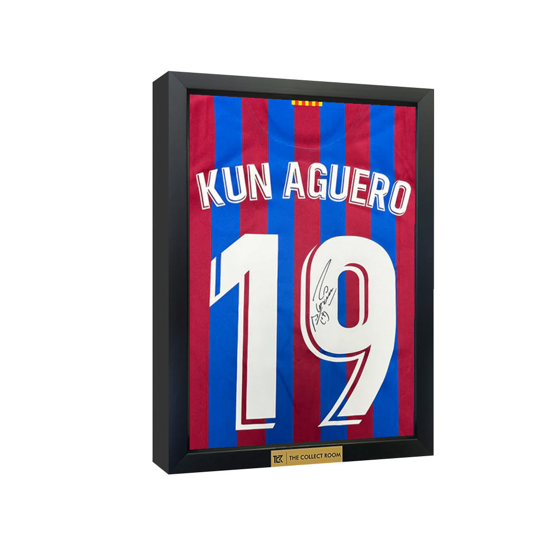 Kun Aguero Signed Barcelona Jersey 3D