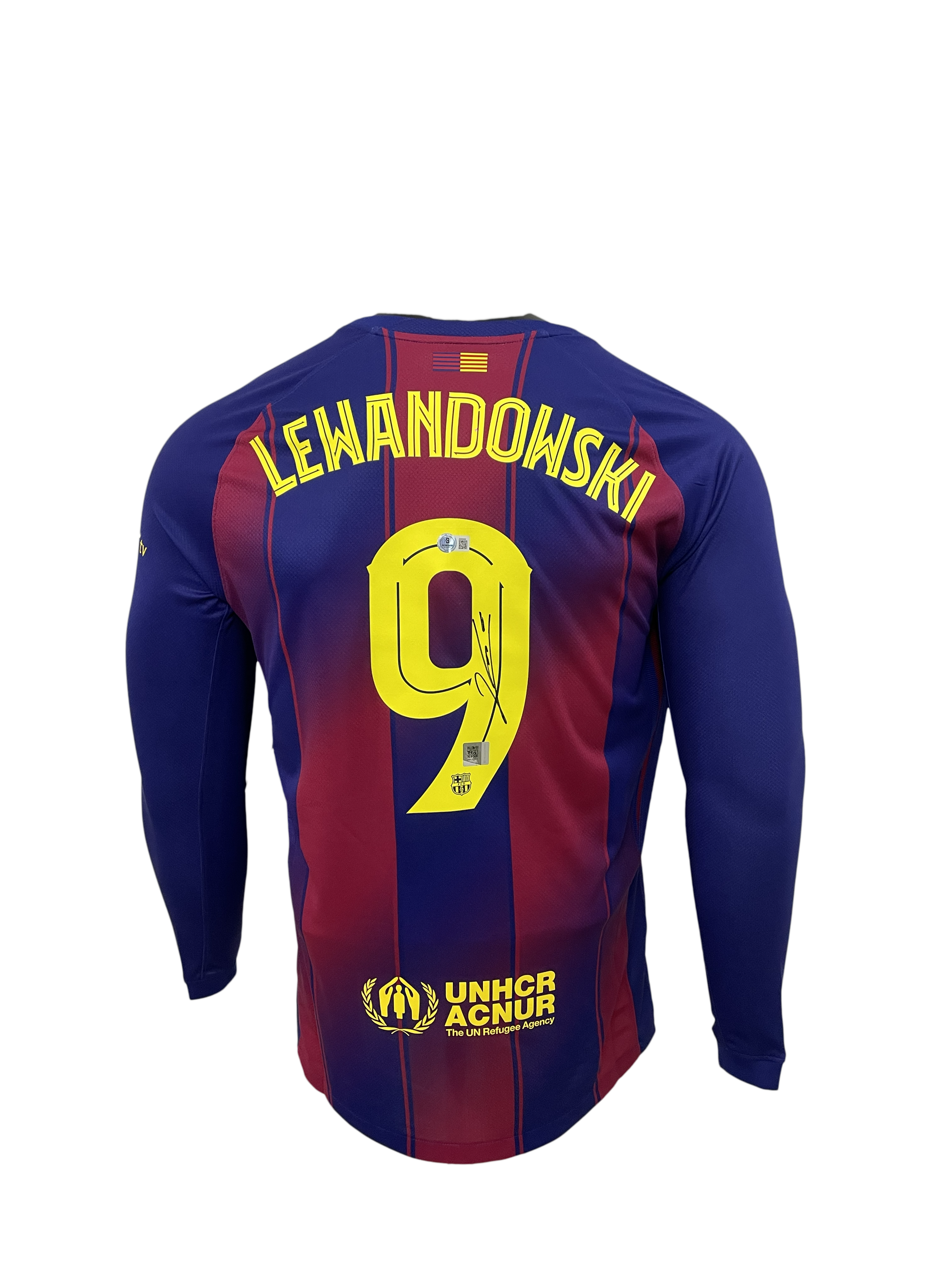 Lewandoski Signed Barcelona Jerseys in Dual Frame