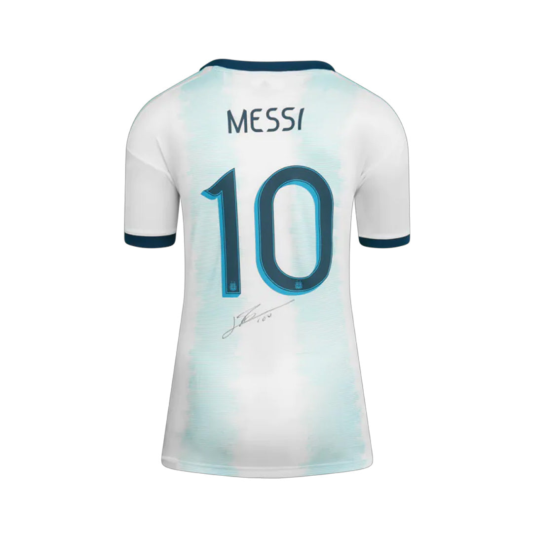 Lionel Messi Back Signed Argentina Copa America 2019 Home Shirt In Classic Frame