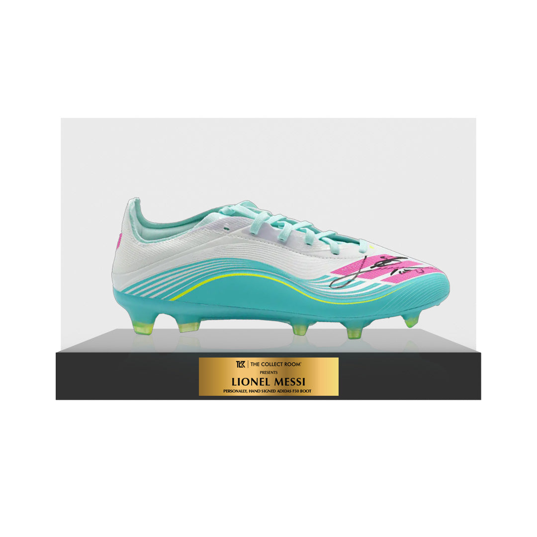 Lionel Messi Official 2026 FIFA World Cup™ Signed adidas F50 Boot In Acrylic Case