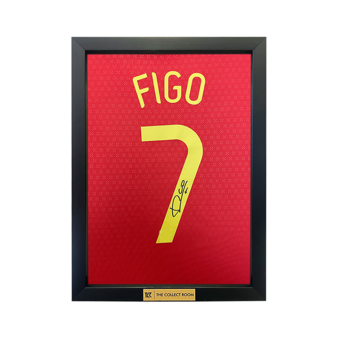 Luis Figo Back Signed Portugal 2025-26 Home Shirt with Fan Style Number