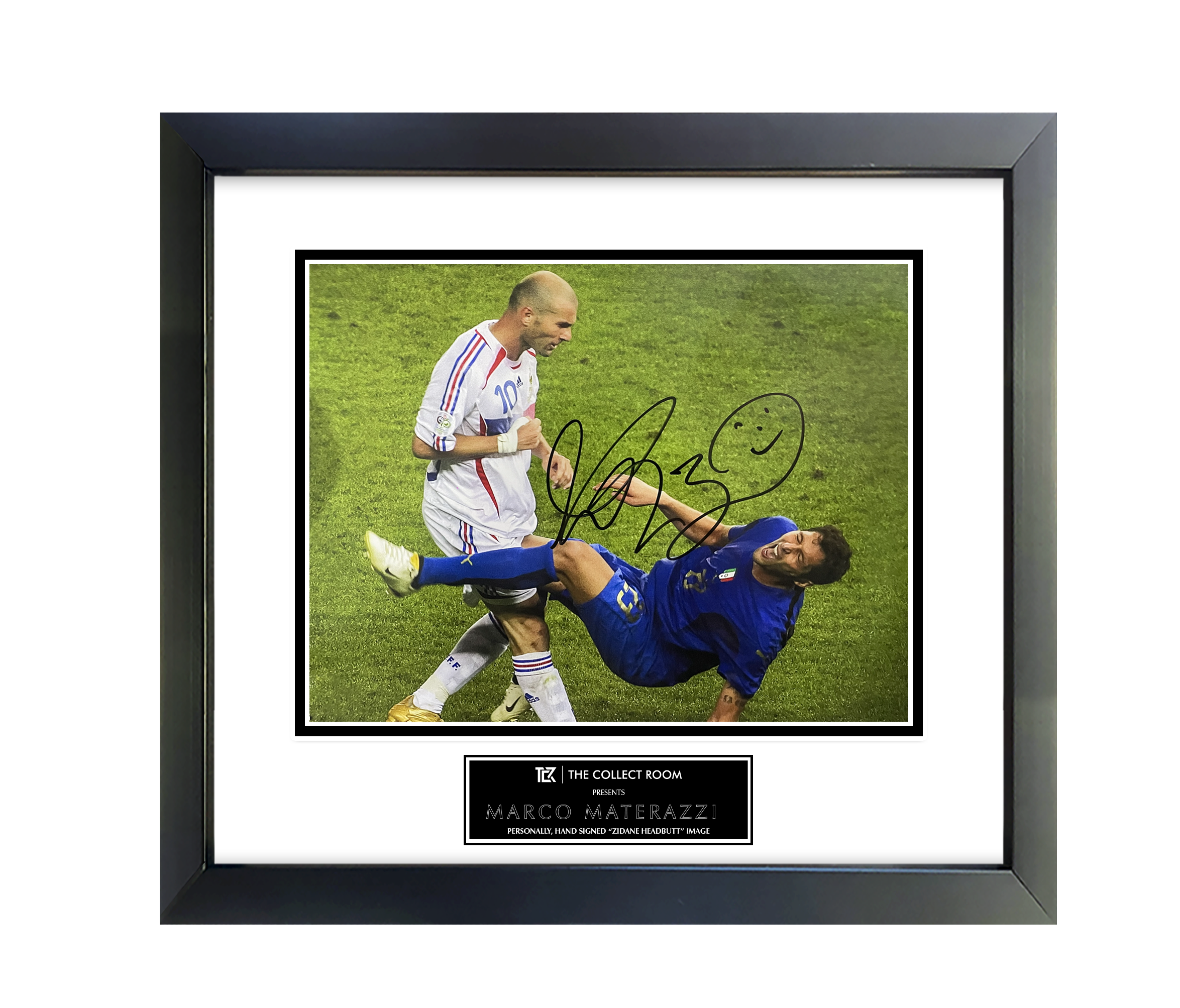 Marco Materazzi signed “Zidane headbutt” photo