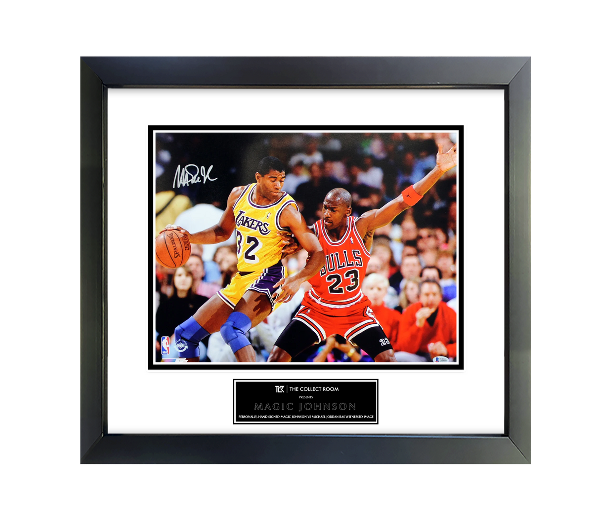 Los Angeles Lakers Magic Johnson Signed 16x20 Photo with Michael Jordan—BAS Witnessed