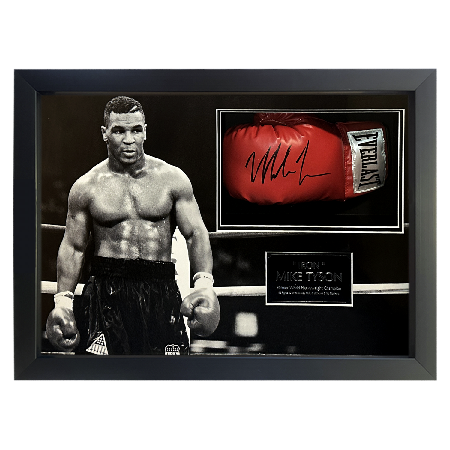 Mike Tyson Signed Red Everlast Glove Framed