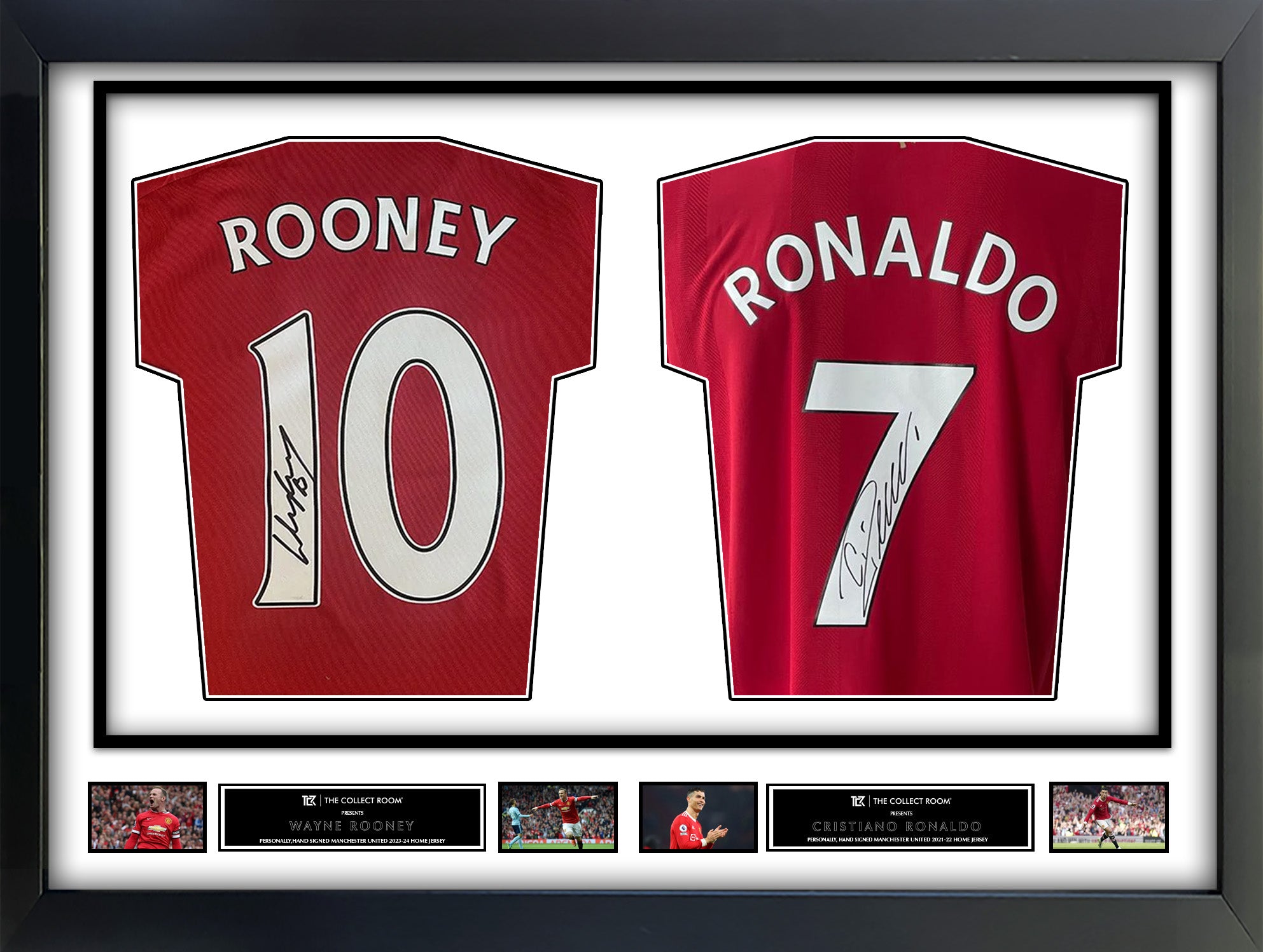 Rooney & Ronaldo Signed Jerseys in Dual Frame