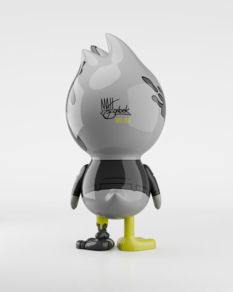 TUD x Matt Gondek – Ash Kick: Bold Monochrome Sculpture with Neon Accents