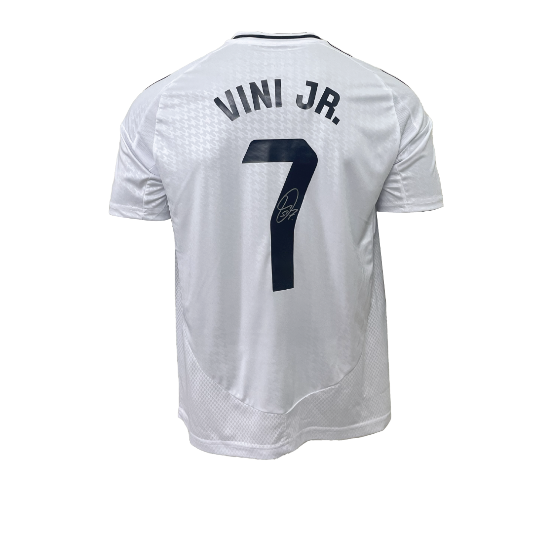 Vini Jr. & Mbappe Signed Brazil Jerseys in Dual Frame