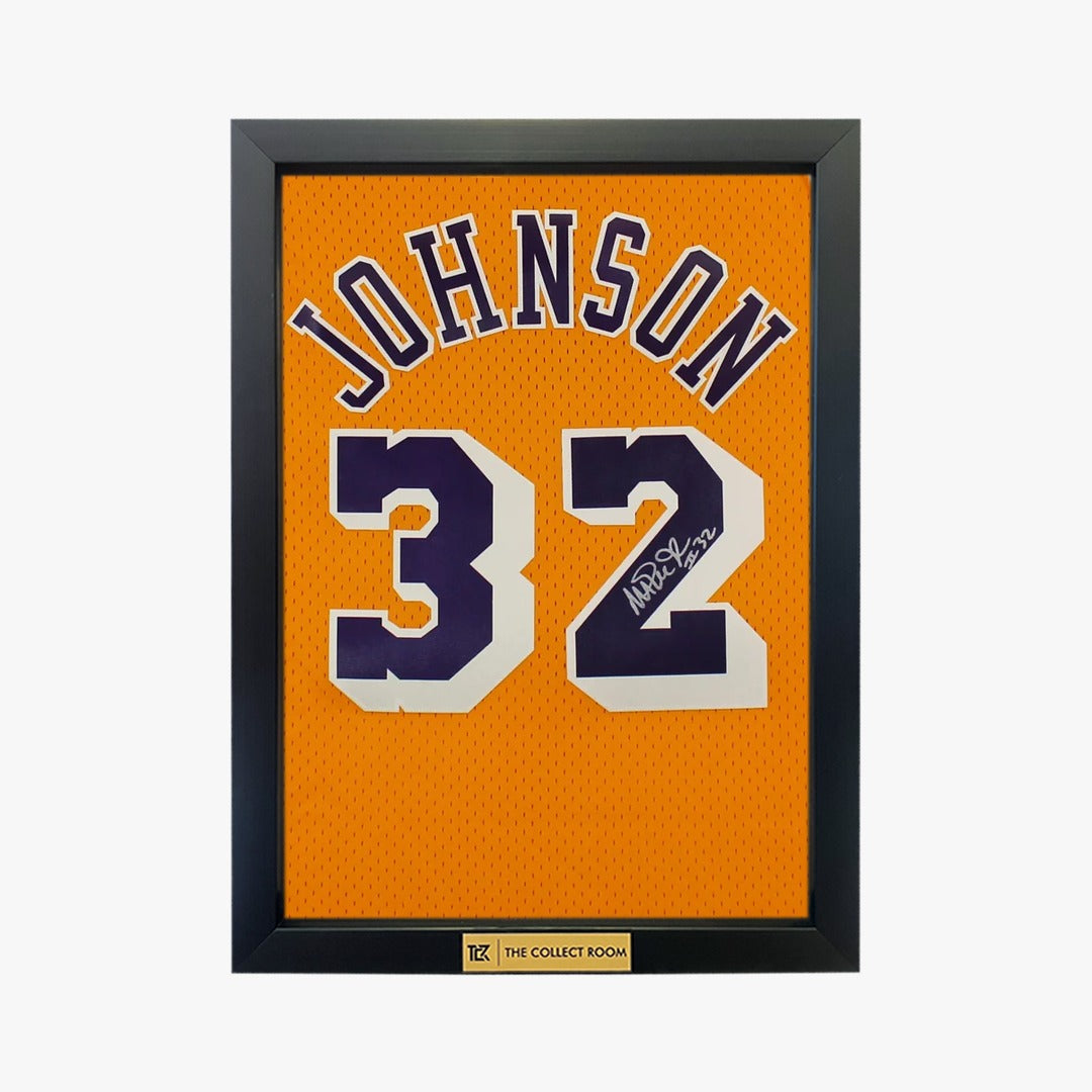 Lakers Magic Johnson "#32" Signed 1984-85 M&N HWC Swingman Yellow Jersey