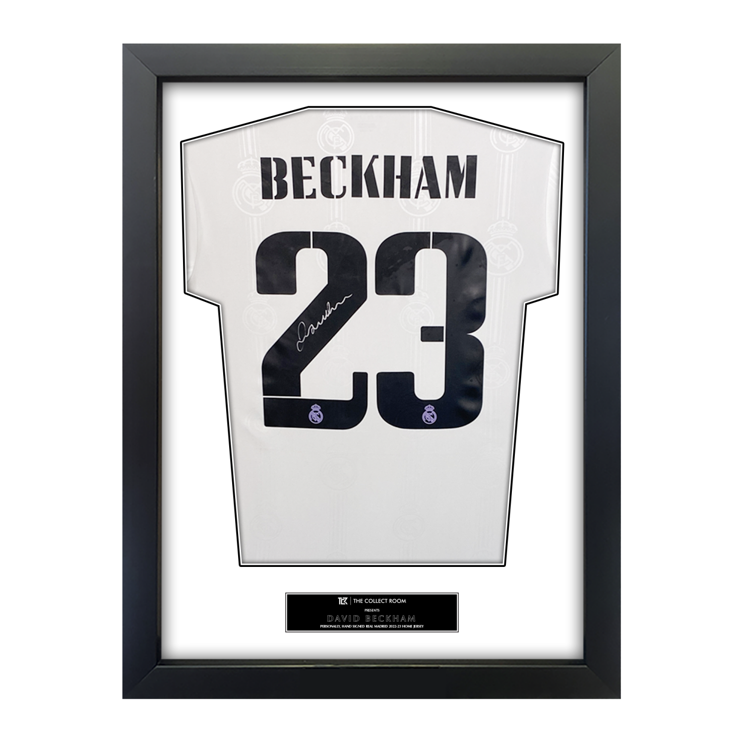 David Beckham Back Signed Real Madrid 2022-23 Framed Home Jersey
