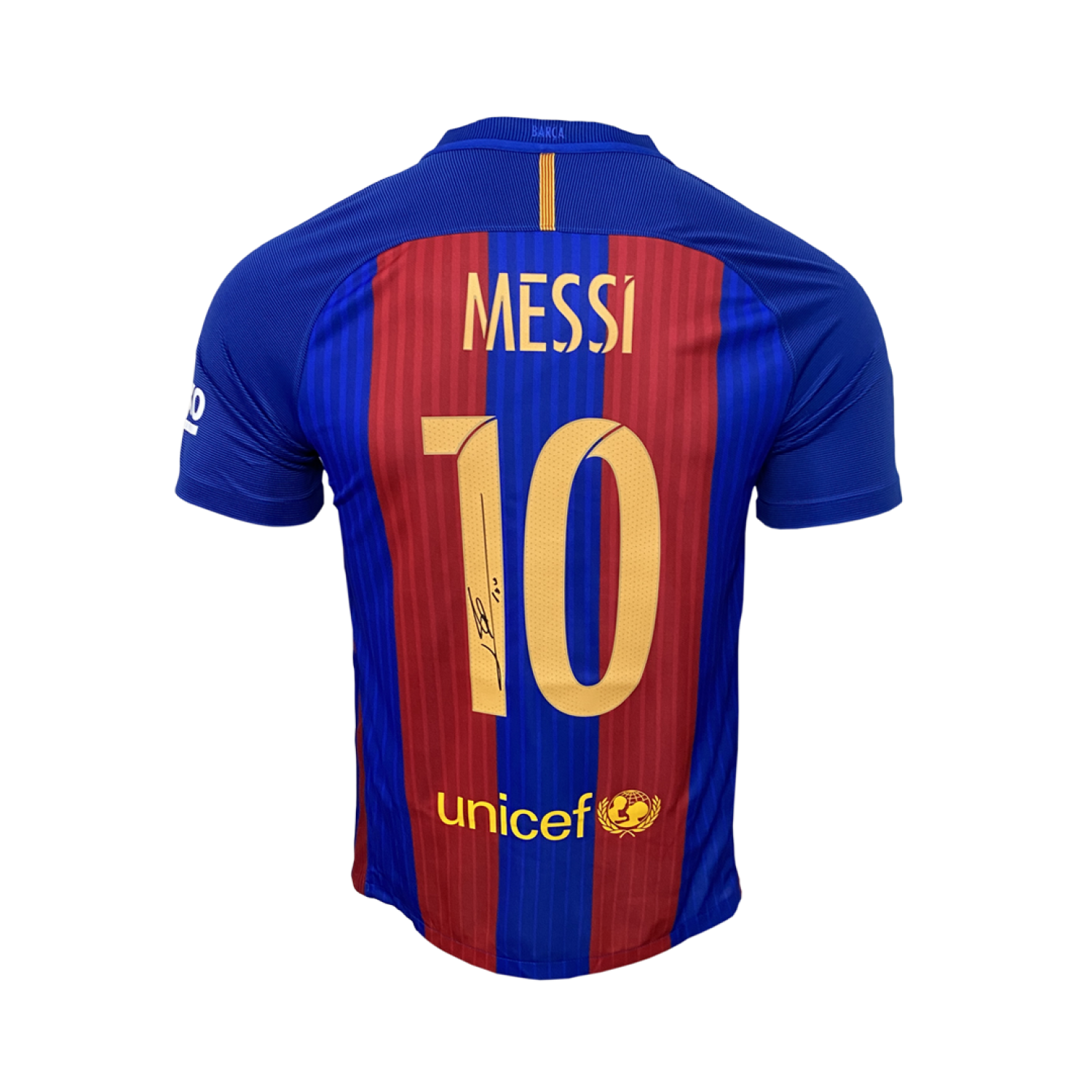 Lionel Messi Official Back Signed Barcelona 2016-17 Home Jersey with Fan Style Numbers