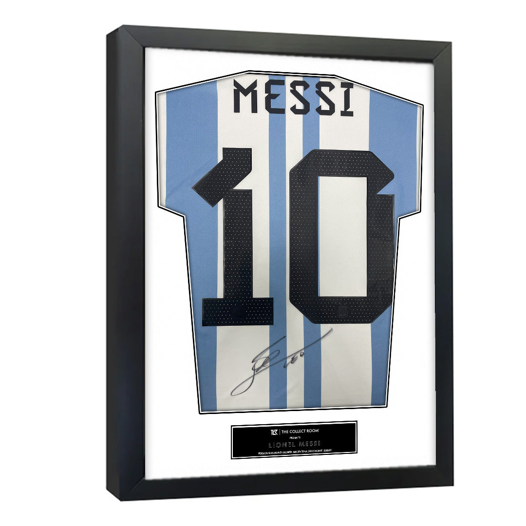 Lionel Messi Official Back Signed Argentina 2022-23 Framed World Cup Home Jersey