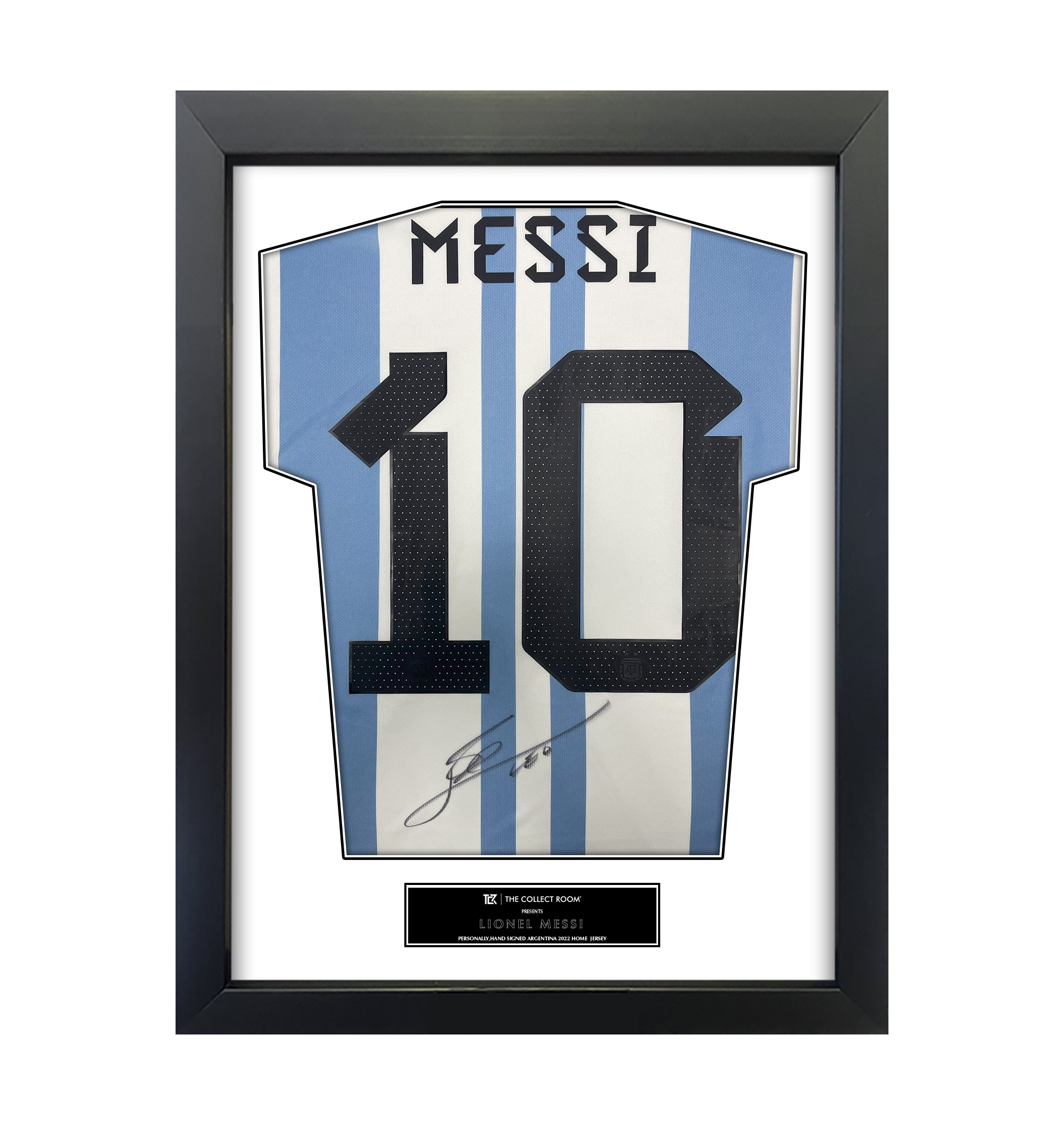 Lionel Messi Official Back Signed Argentina 2022-23 Framed World Cup Home Jersey