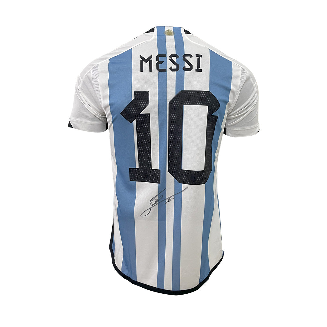 Lionel Messi Official Back Signed Argentina 2022-23 Framed World Cup Home Jersey