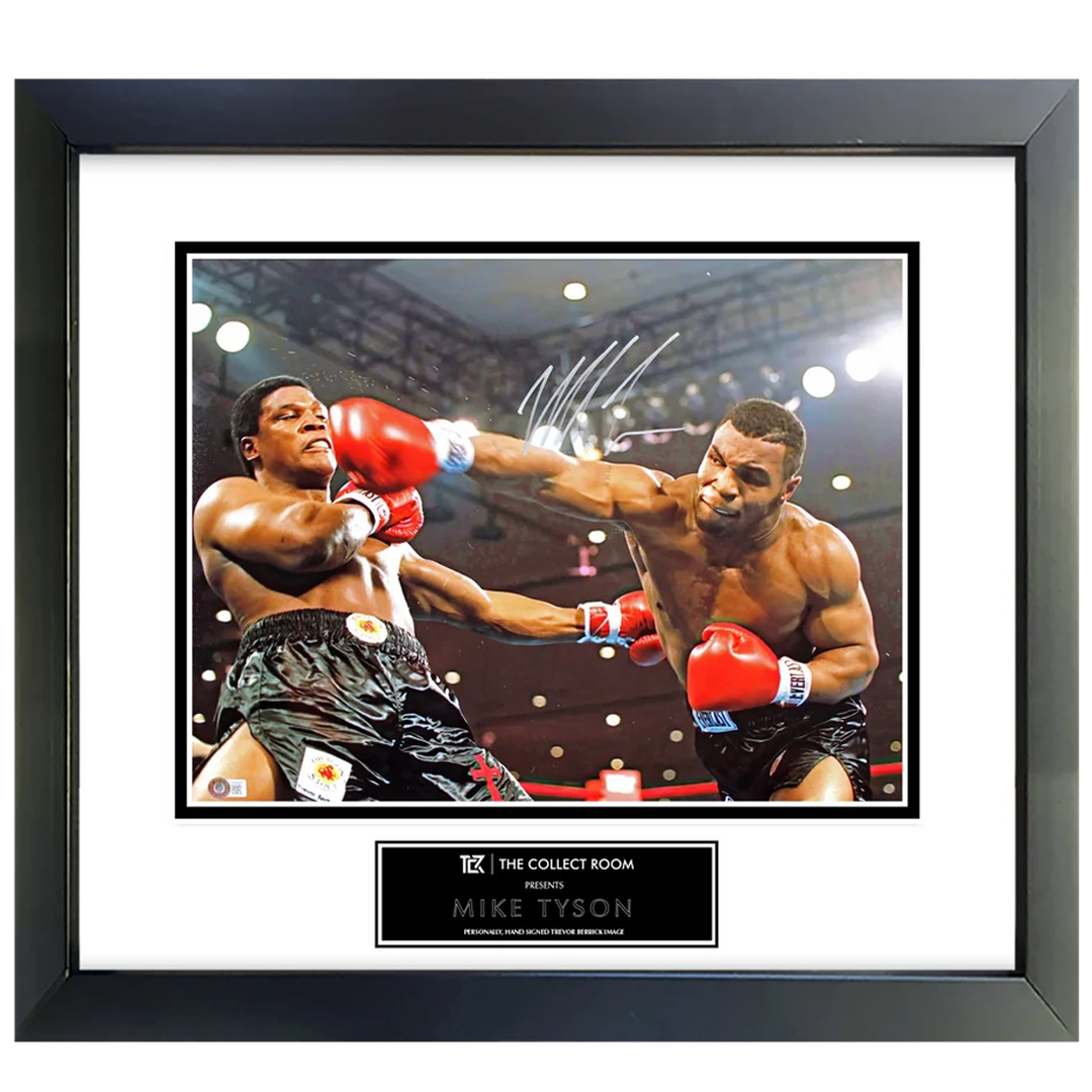 Mike Tyson Authentic Signed 16x20 Vs Trevor Berbick Punching Image