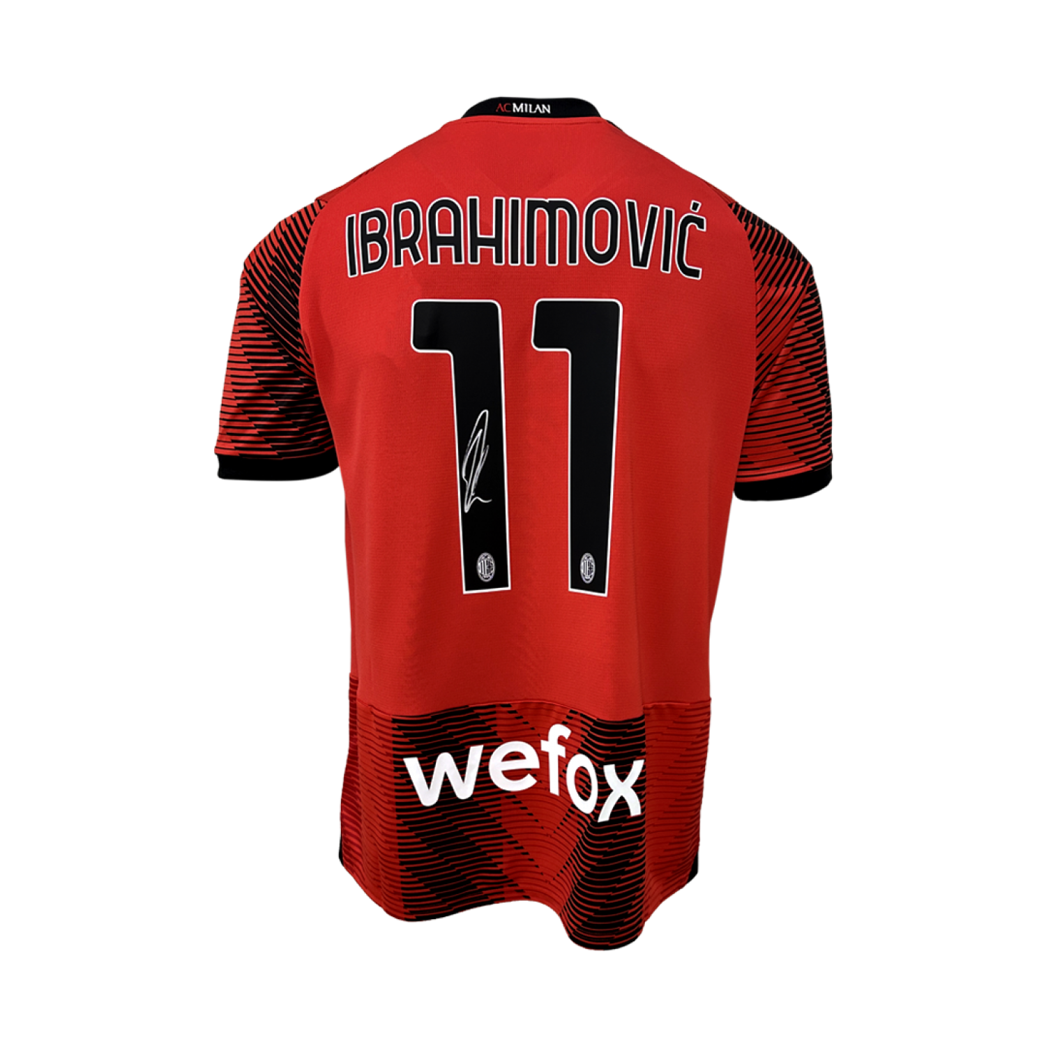 Zlatan Ibrahimovic Back Signed Modern AC Milan Home Jersey