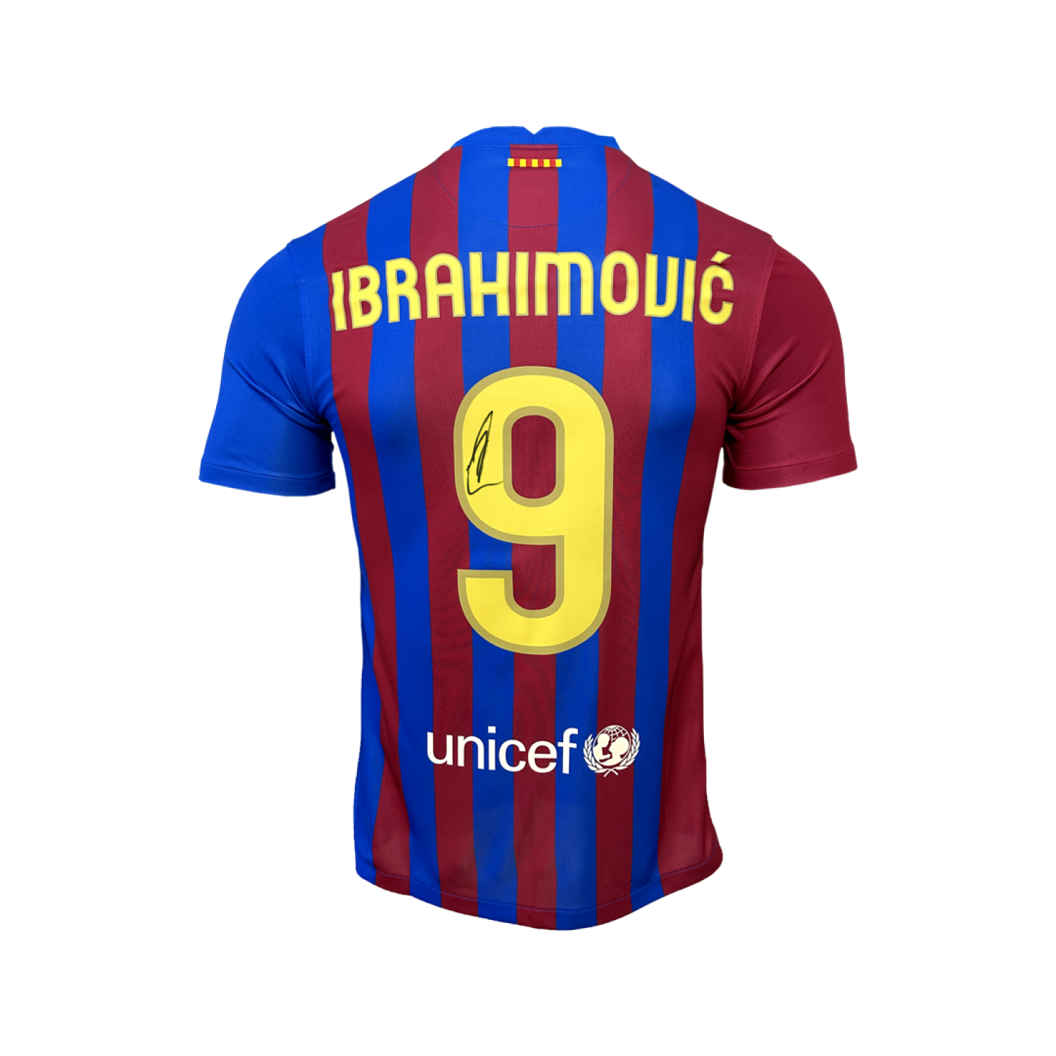 Zlatan Ibrahimovic Back Signed Modern FC Barcelona Home Jersey with Fan Style Numbers