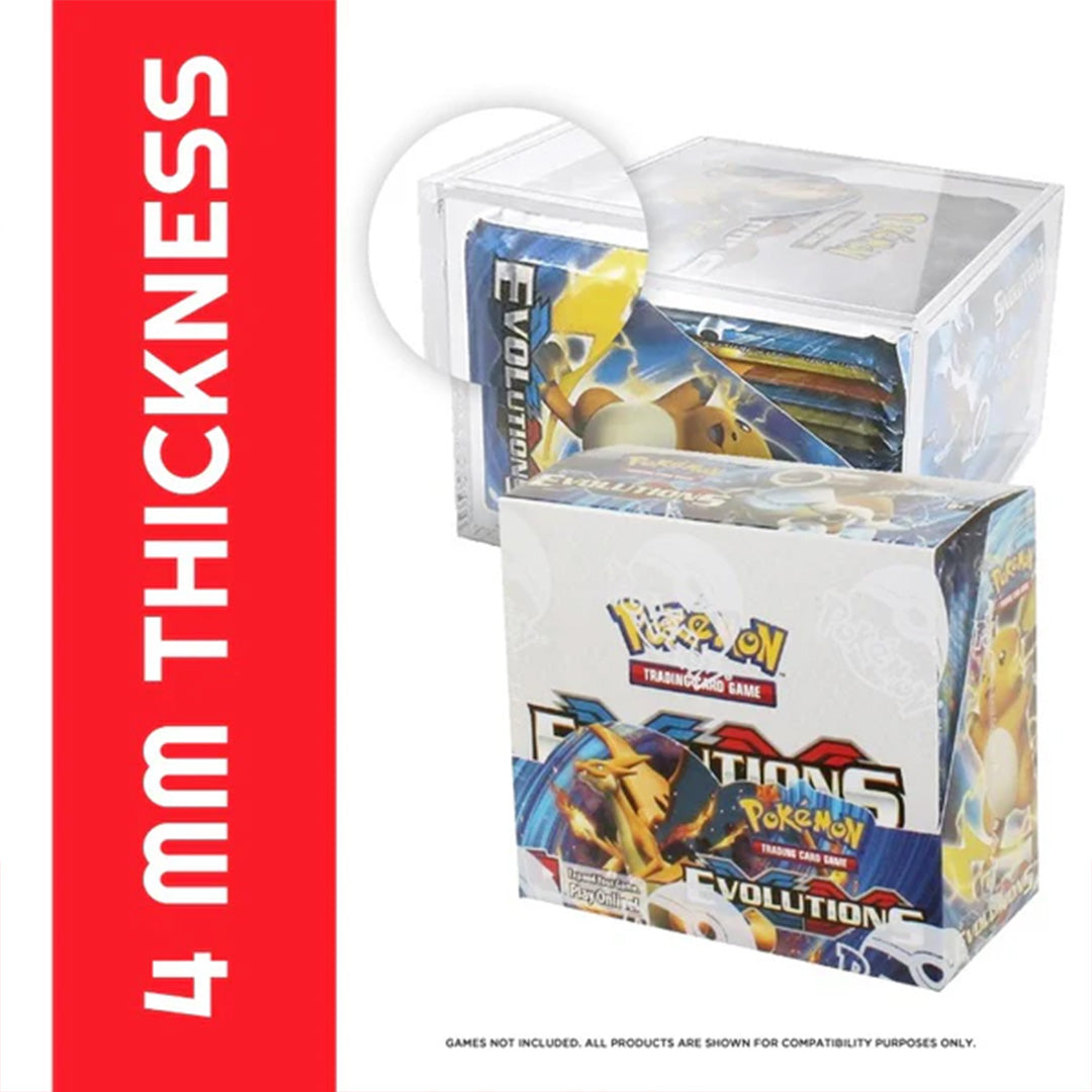 EVORETRO Pokemon Booster Box 4mm Acrylic Protector w/ Sliding Lid Anti-UV
