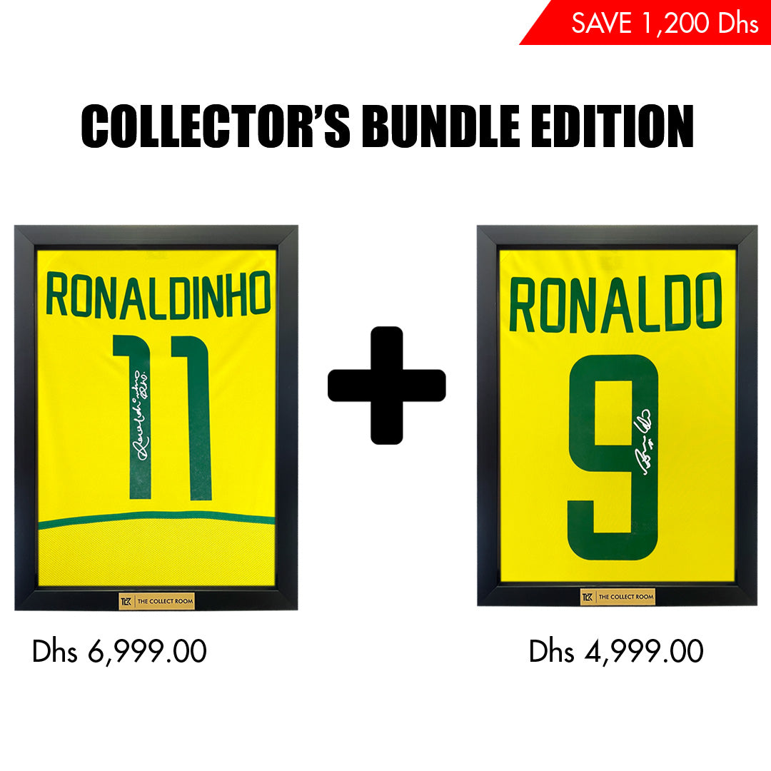 Ronaldo Nazario & Ronaldinho Signed Brazil Jerseys Bundle