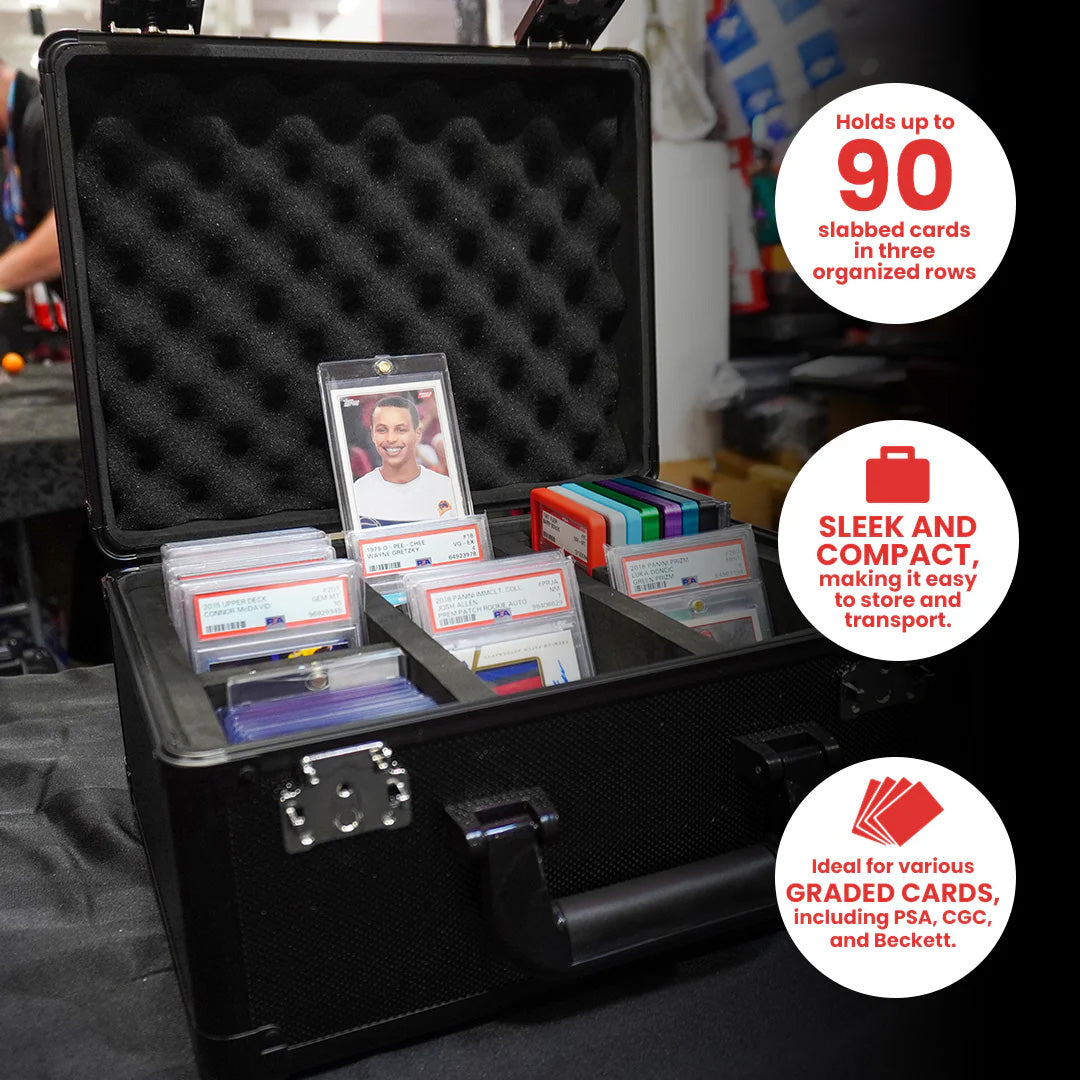 EVORETRO X Black Aluminum Graded Card Storage Box 3 Rows TSA Lock good for 90 cards