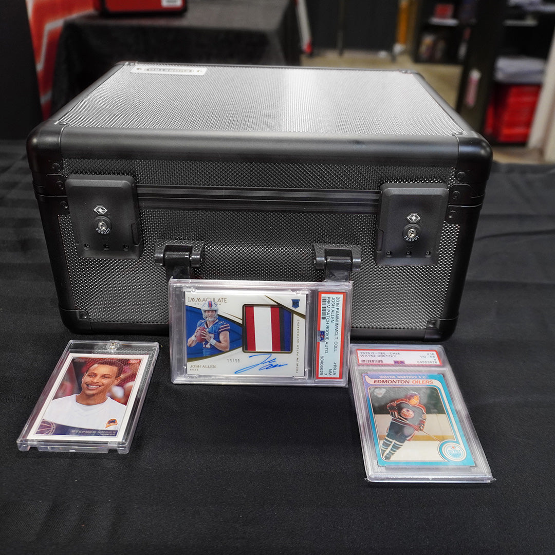 EVORETRO X Gray Aluminum Graded Card Storage Box – 3 Rows, TSA Lock, Holds Up to 90 Cards