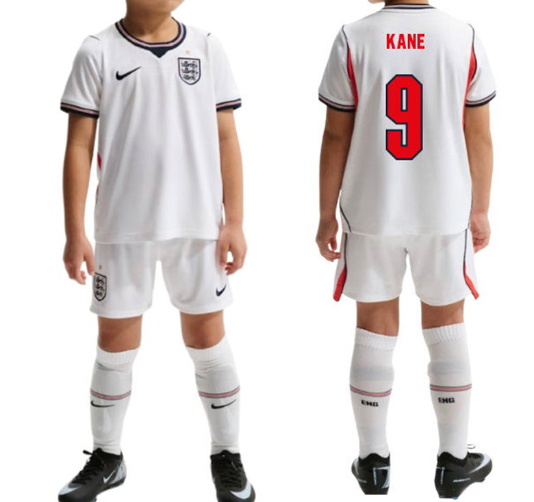 Kid's Kane Number 9 England National Team World Cup 2026 Home Fans Jersey