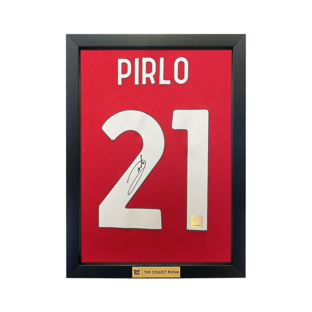 Andrea Pirlo Back Signed and Framed AC Milan 2024-25 Home Shirt With Fan Style Numbers