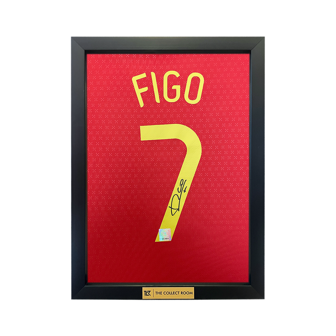 Luis Figo Back Signed Portugal 2025-26 Home Shirt with Fan Style Number