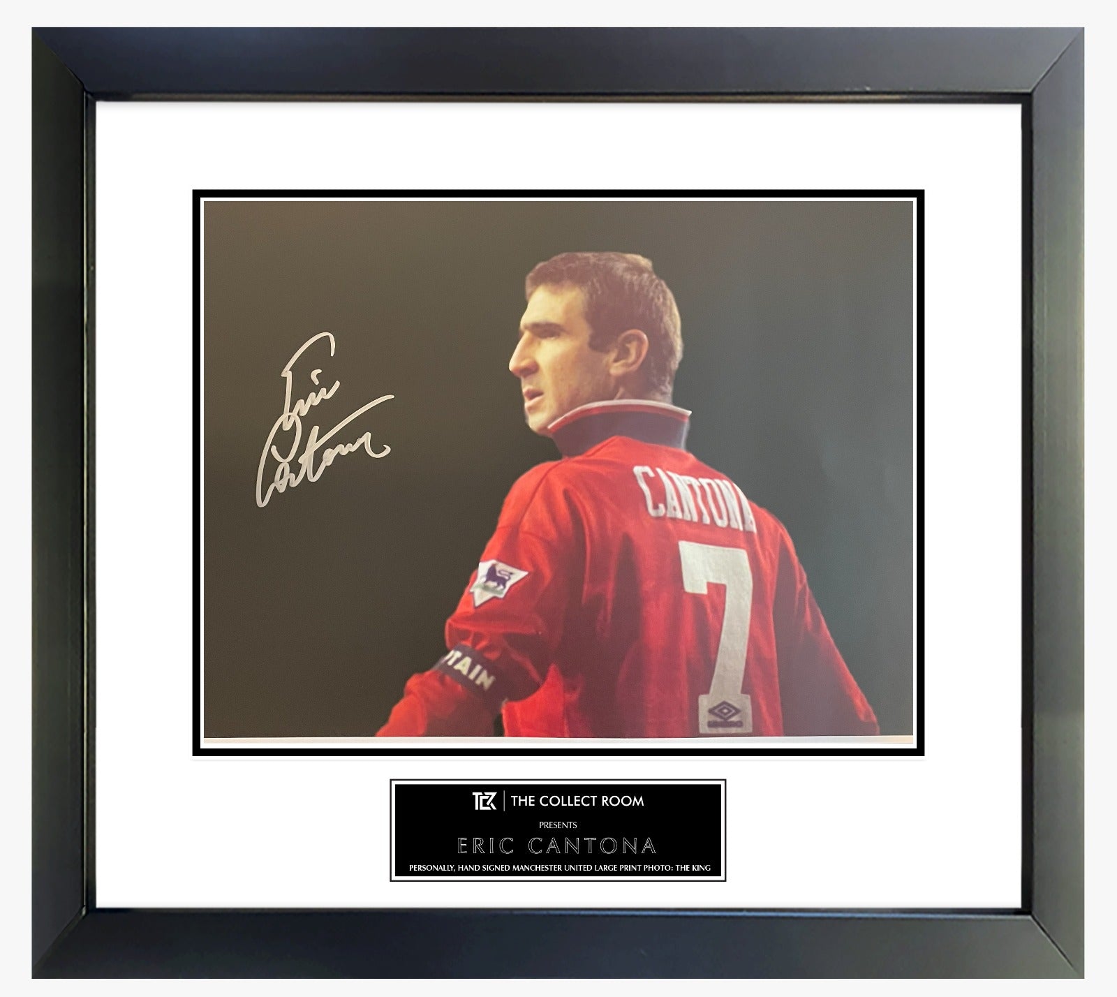 Eric Cantona Signed Manchester United Print: The King (Signed in Silver)