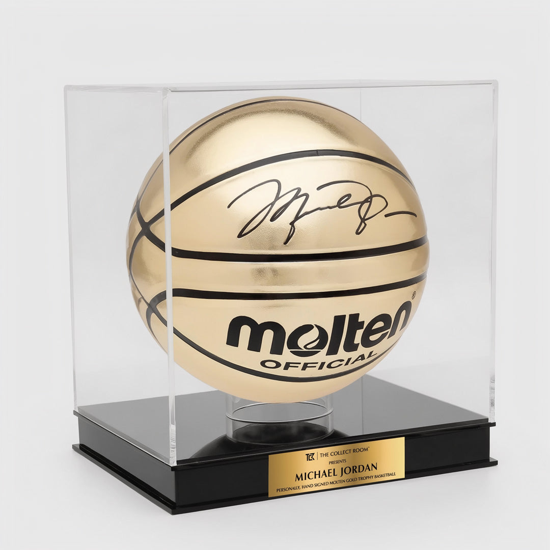 Michael Jordan signed Molten gold trophy basketball