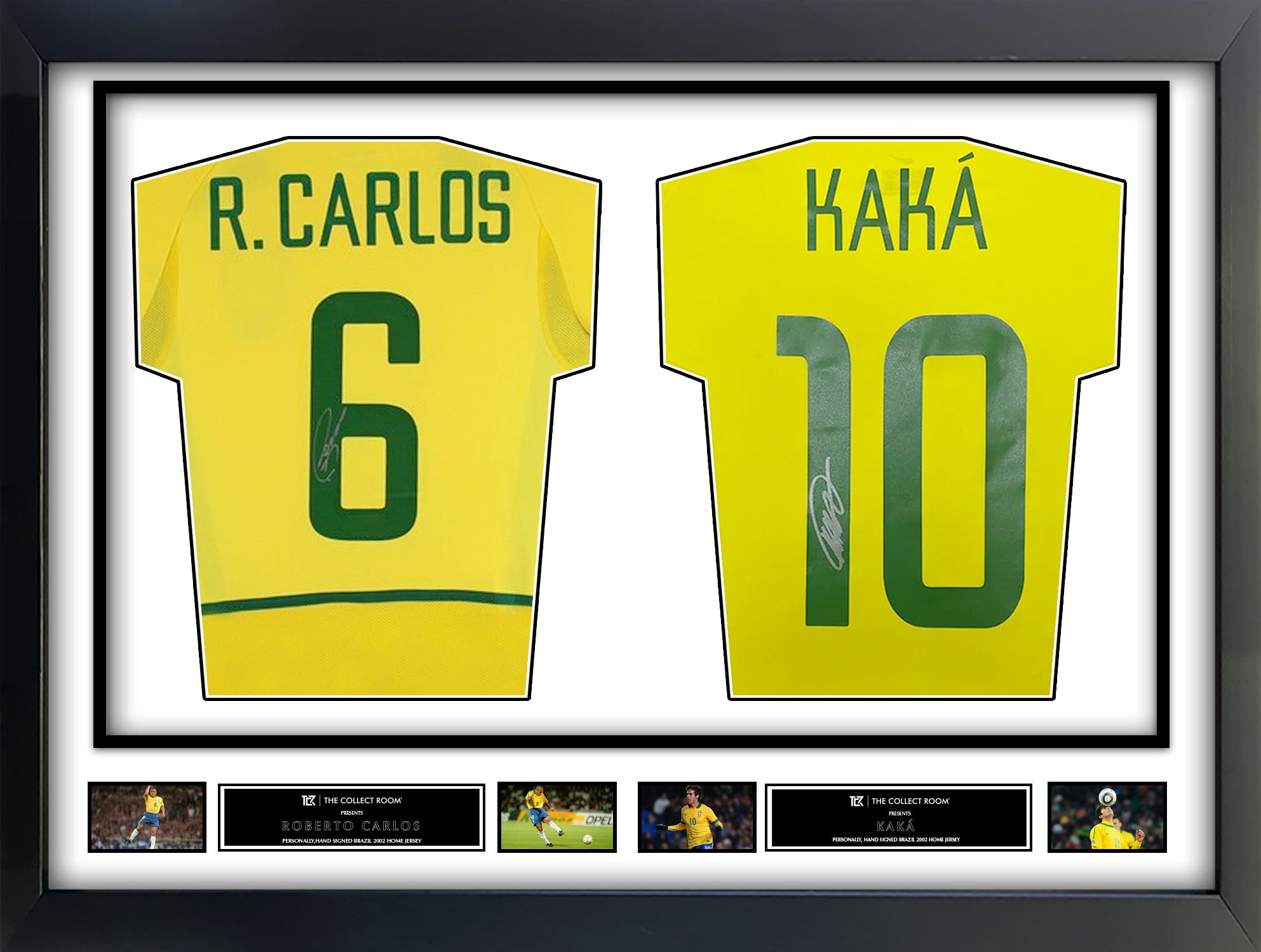Roberto Carlos & Kaka Signed Brazil Jerseys in Dual Frame