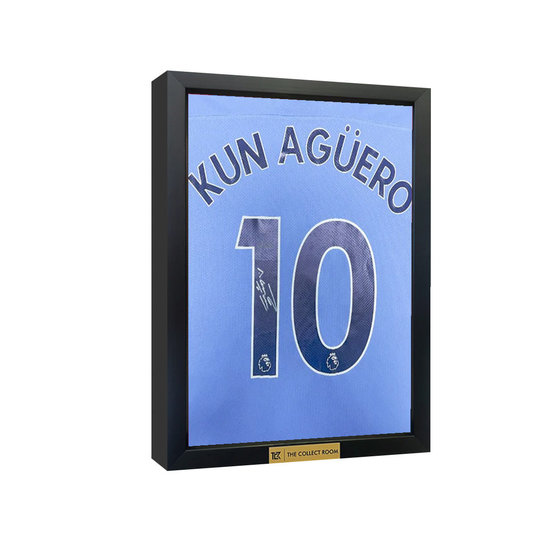 Kun Aguero Signed Manchester City Jersey_1 3D