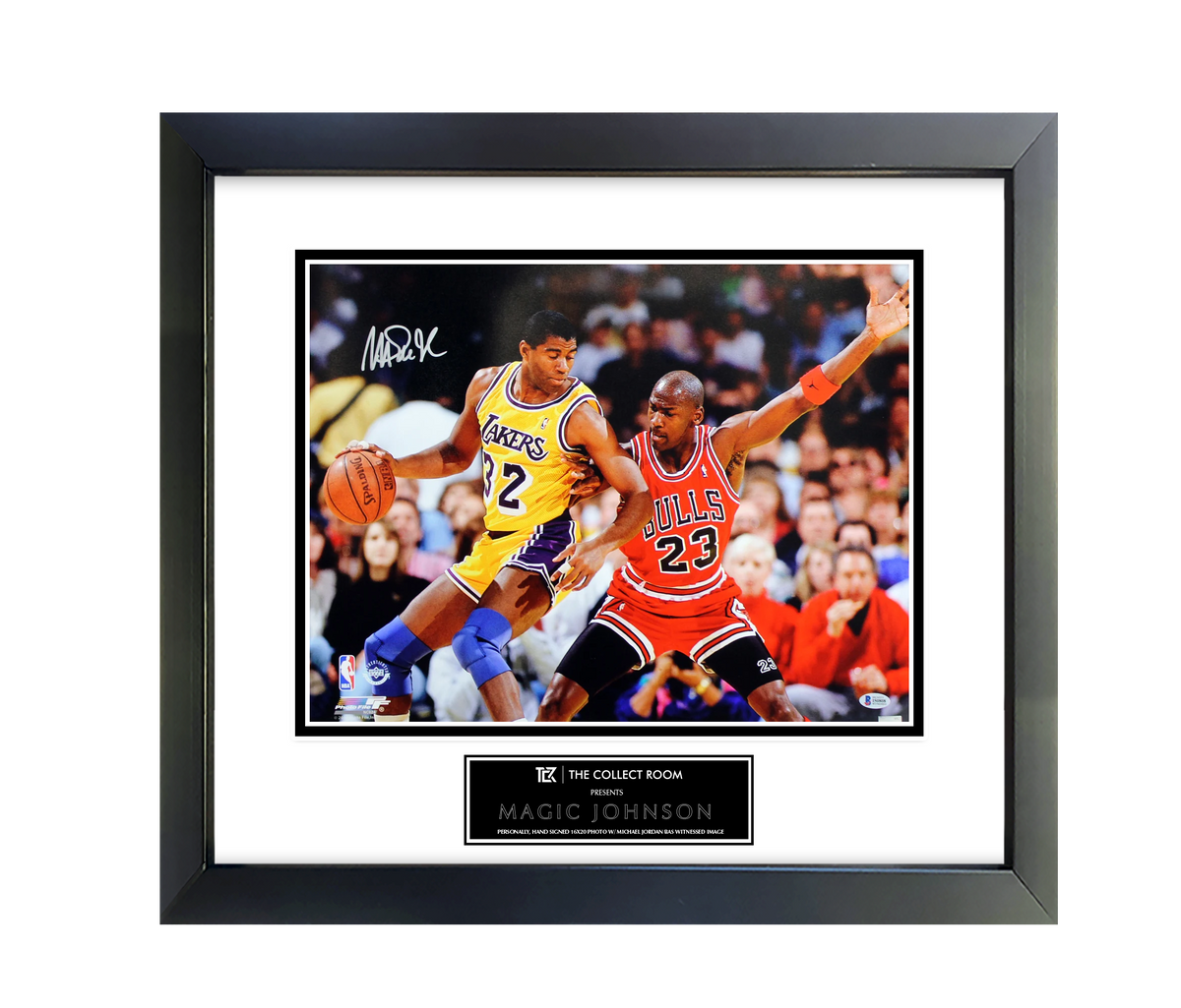 Lakers Magic Johnson Signed 16X20 Photo w/ Michael Jordan