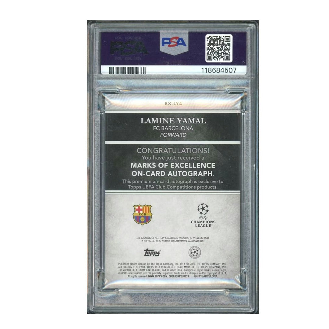 2024 Topps Chrome UCC Lamine Yamal Gold Marks of Excellence Auto #/50 – PSA 9