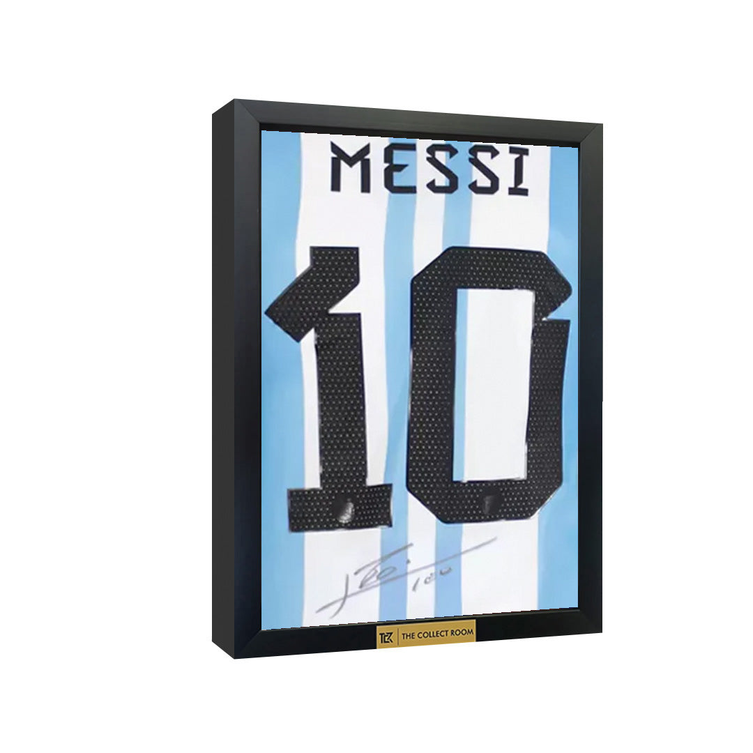 Lionel Messi Signed Memorabilia – Argentina 2022 Home Shirt Frame 3D