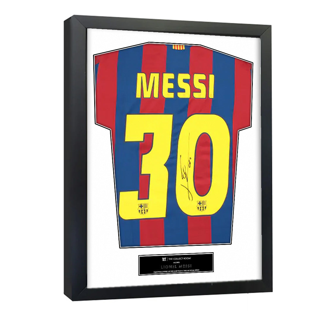 Lionel Messi Official FC Barcelona Back Signed and Framed 2005-06 Reissue Shirt