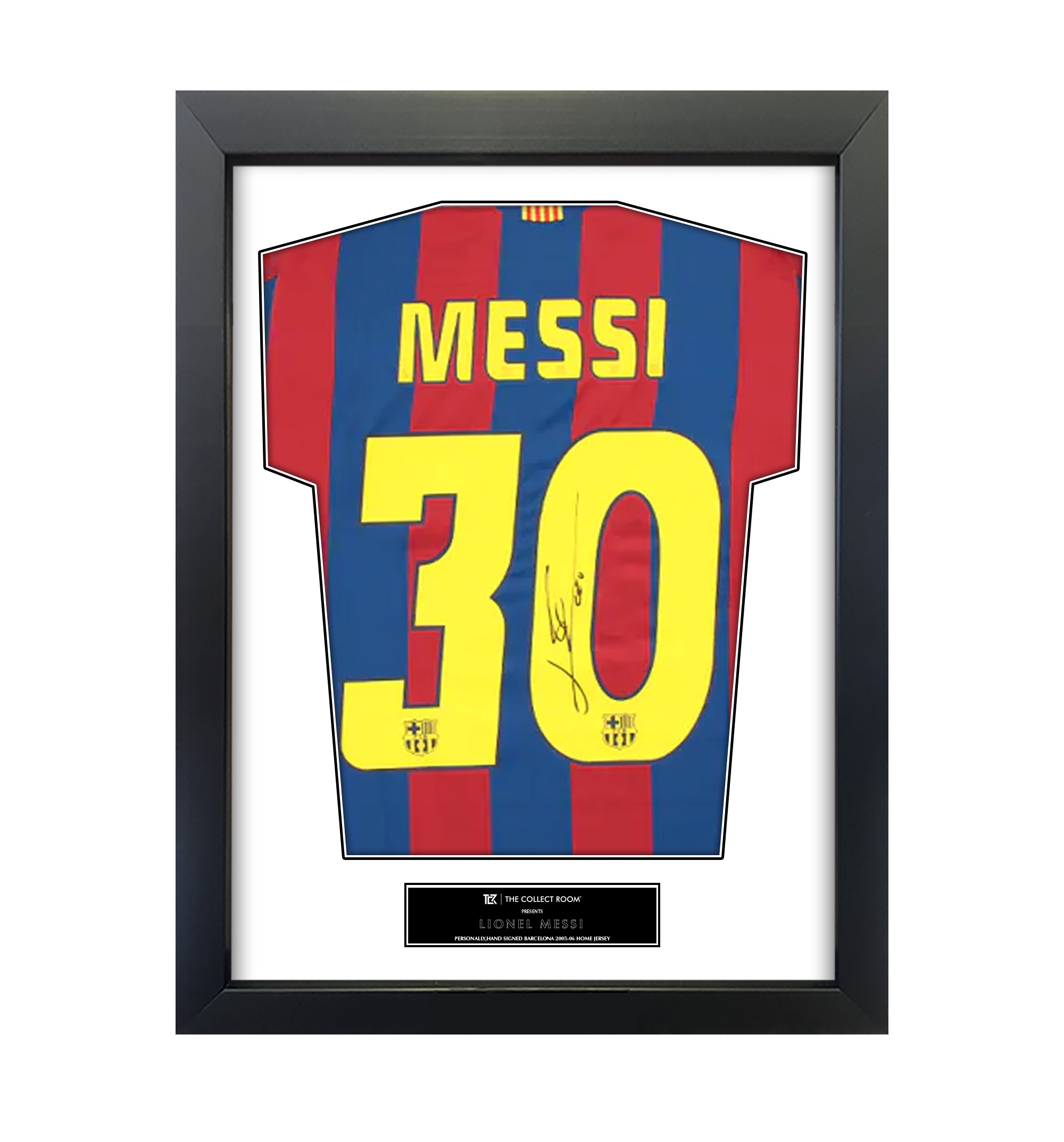 Lionel Messi Official FC Barcelona Back Signed and Framed 2005-06 Reissue Shirt