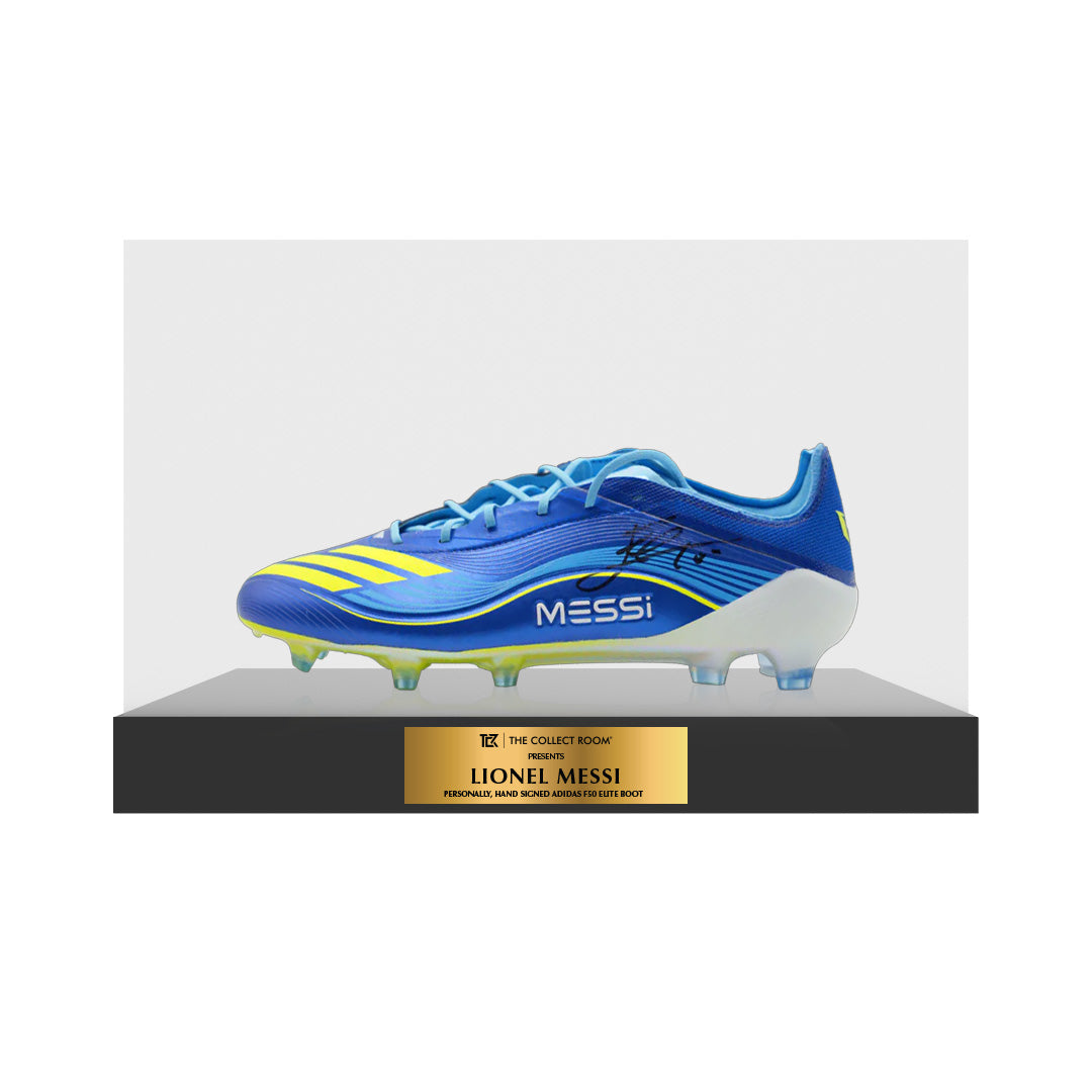Lionel Messi Official Signed Adidas F50 Pro Boot In Photo Acrylic Case