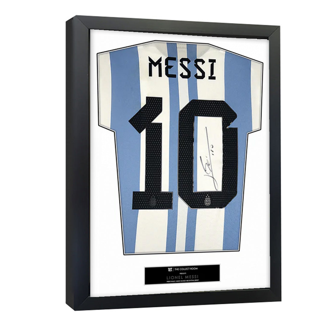 Lionel Messi Official Back Signed Argentina 2022-23 Framed World Cup Home Jersey 3D