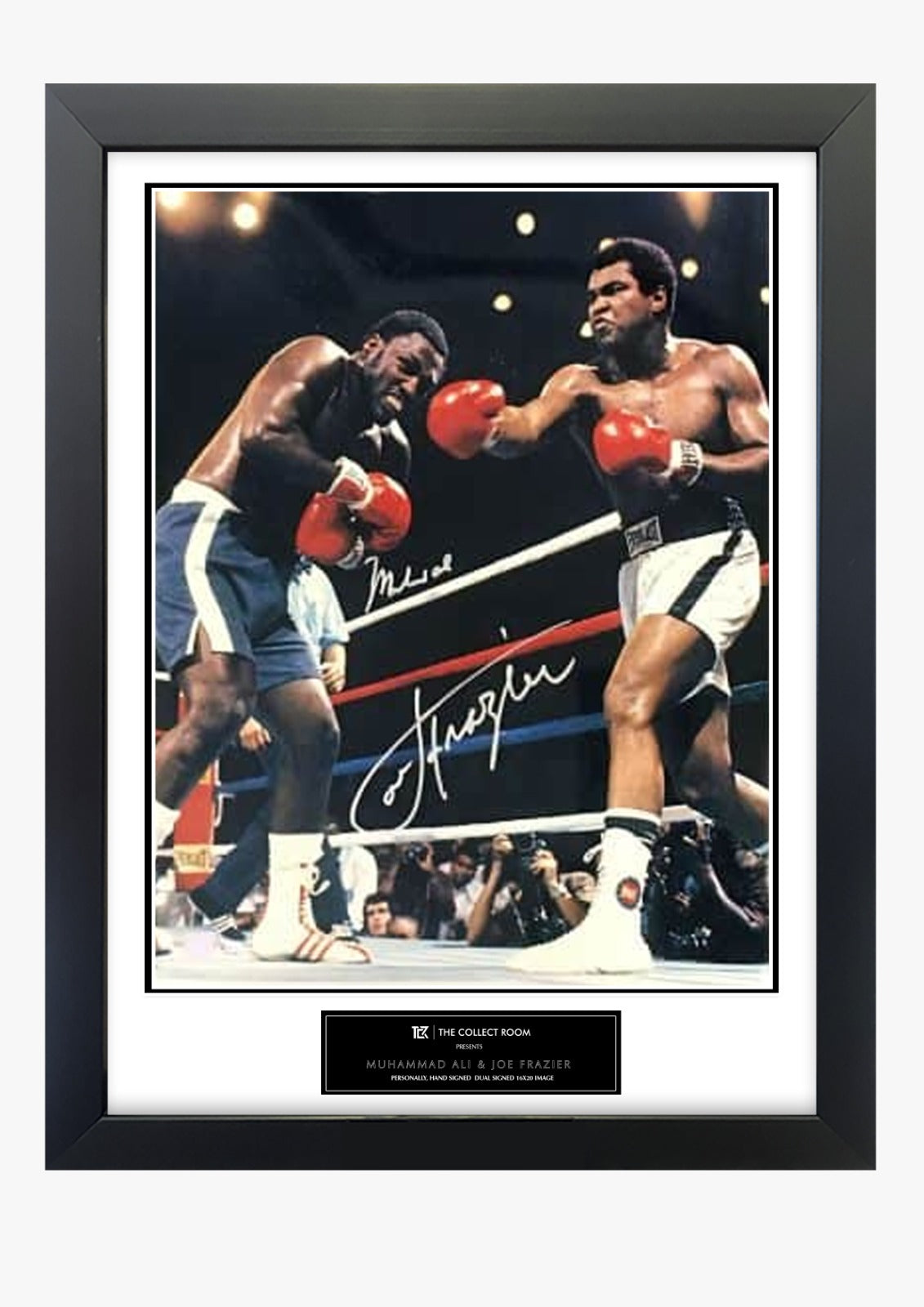 Muhammad Ali & Joe Frazier dual signed 16×20 photo