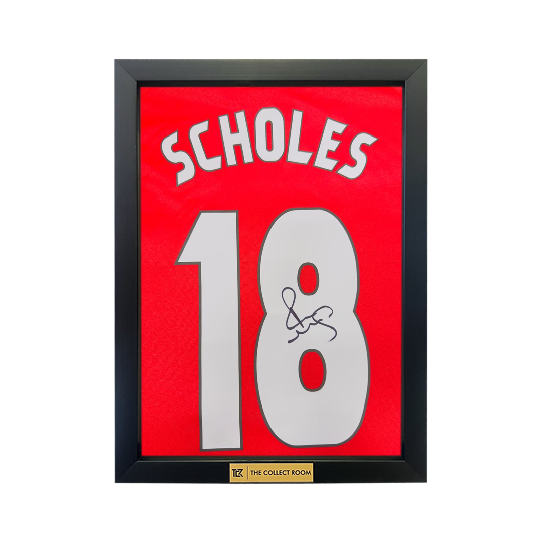 Paul Scholes Back Signed Manchester United 1999 Premier League Edition Home Jersey